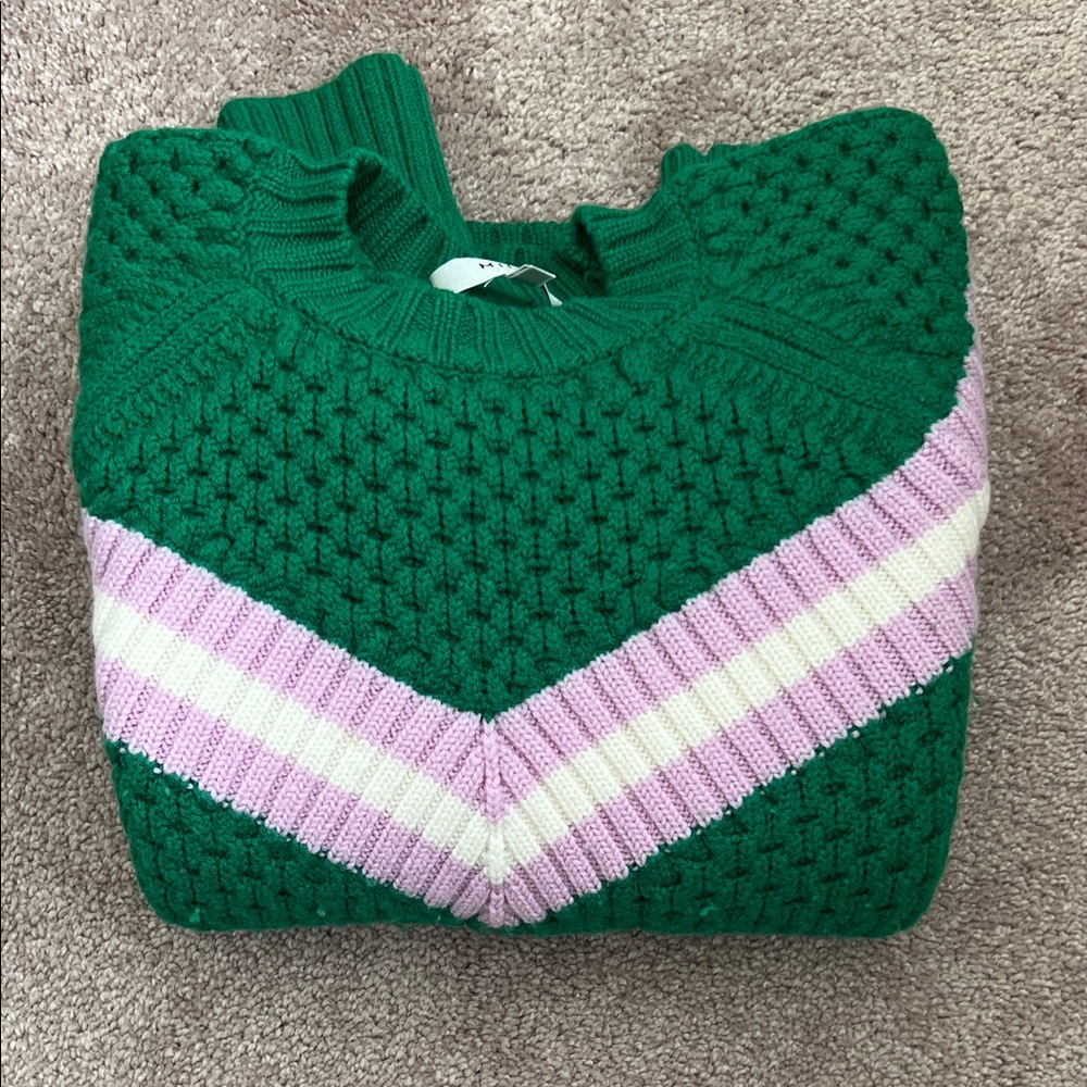 MILLY Green White & Lavender Varsity Women's Sweater ~ size small